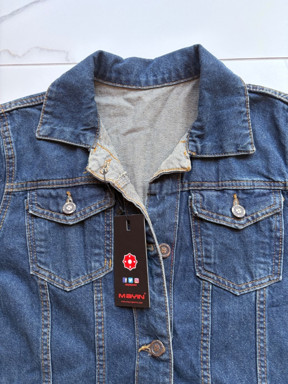 Levi Style Long Denim Jacket - Picture 3 of 7